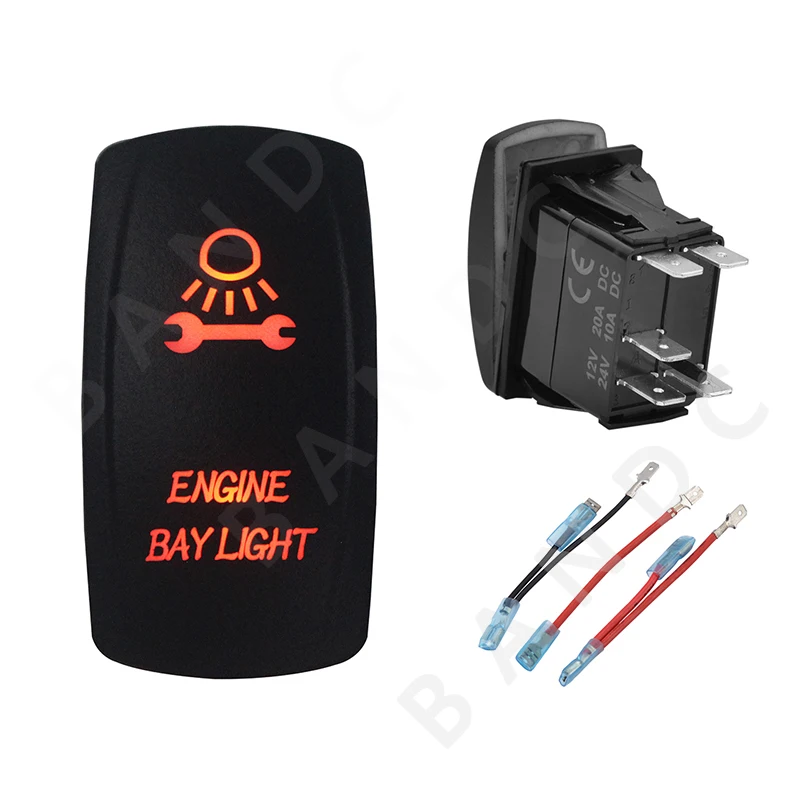 

Моторного отсека светильник кулисный переключатель 5P ВКЛ-ВЫКЛ SPST лазерной гравировкой освещенный Led для автомобиля лодка морской автомоби...