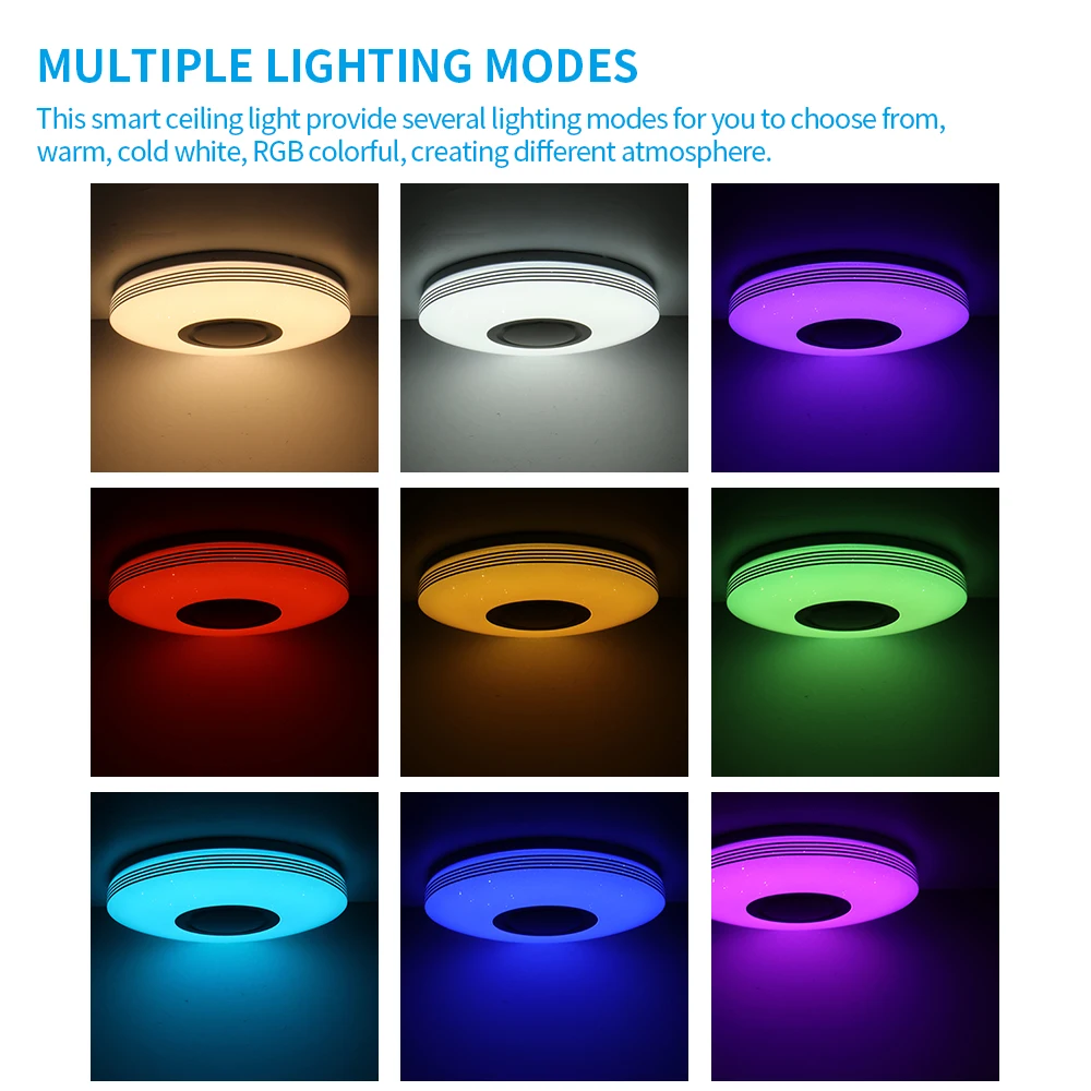 Горячий новый музыкальный потолочный светильник умный светодиодный RGB с
