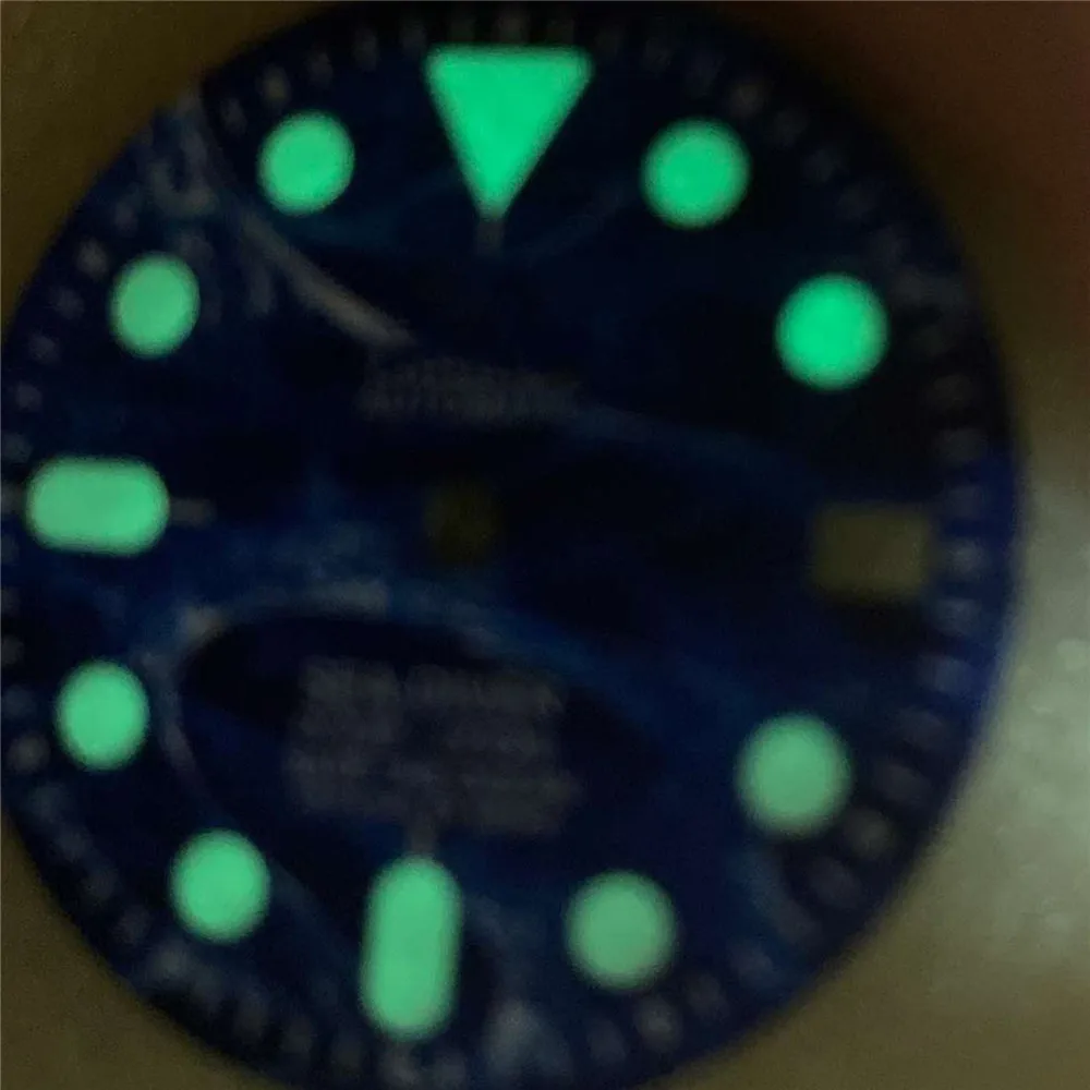 

28.5MM Blue Watch Dial C3 Green Luminous Dial for NH35/NH36 Watch Movement Repair Part with S Logo
