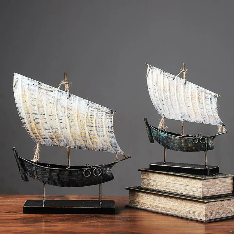 Скандинавская металлическая парусная лодка скульптура ремесла Миниатюрная