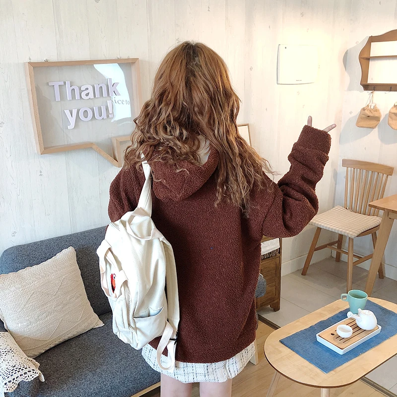 Женская толстовка с капюшоном круглым вырезом и длинным рукавом свободная