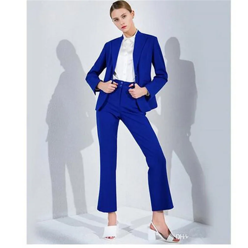 

Custom Made Royal Blue 2 Piece Set Women Business Pantsuits Office Formal Uniform Ladies Work Wear Blazer Outfit Pantsuit