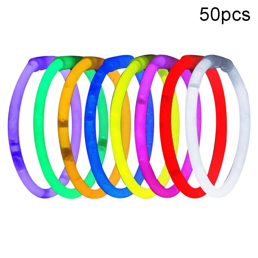 

50Pcs 20cm Colorful Luminous Glow Sticks Glowsticks DIY Bracelet Necklace For Party Props Halloween Hiking Decor Length