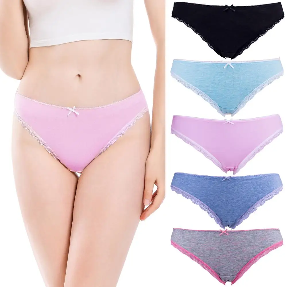 

Трусы женские хлопковые в полоску со средней посадкой, 5 шт./комплект