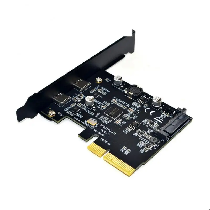 Pci-E To Dual Type-C USB3.1 Expansion Card 4 Port 5Gbps High-Speed Type C Adapter Pcie Converter Tc Usb 3.1 ASM3142 | Компьютеры и