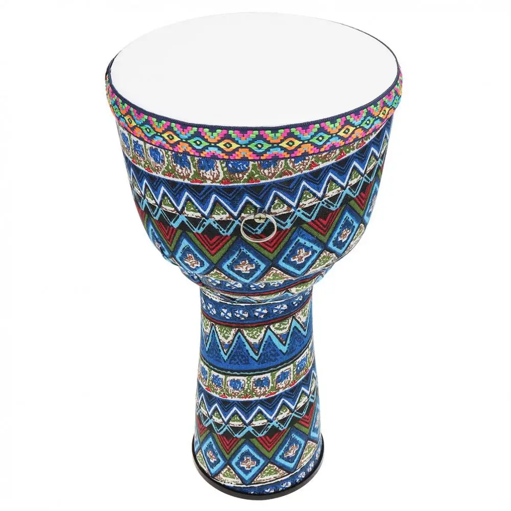 8 дюймов ПВХ Африканский Djembe барабан красочные ткани искусства ABS баррель кожи детей ручной барабан - Цвет: Blue