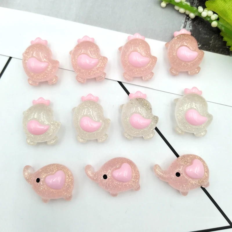 10 шт. Симпатичные Мини полимерные блестящие курицы Детские слоны с плоским