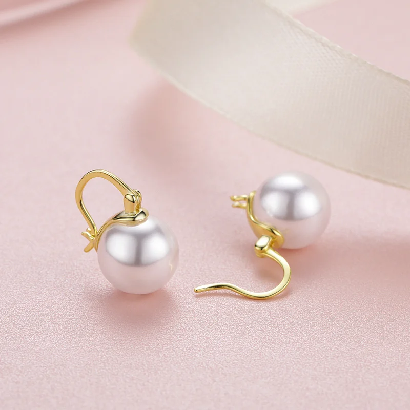 Серьги-подвески женские из серебра 925 пробы с искусственным жемчугом