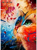 parnarzar diy 5d anime diamond painting full square round cat and flowers home decoration