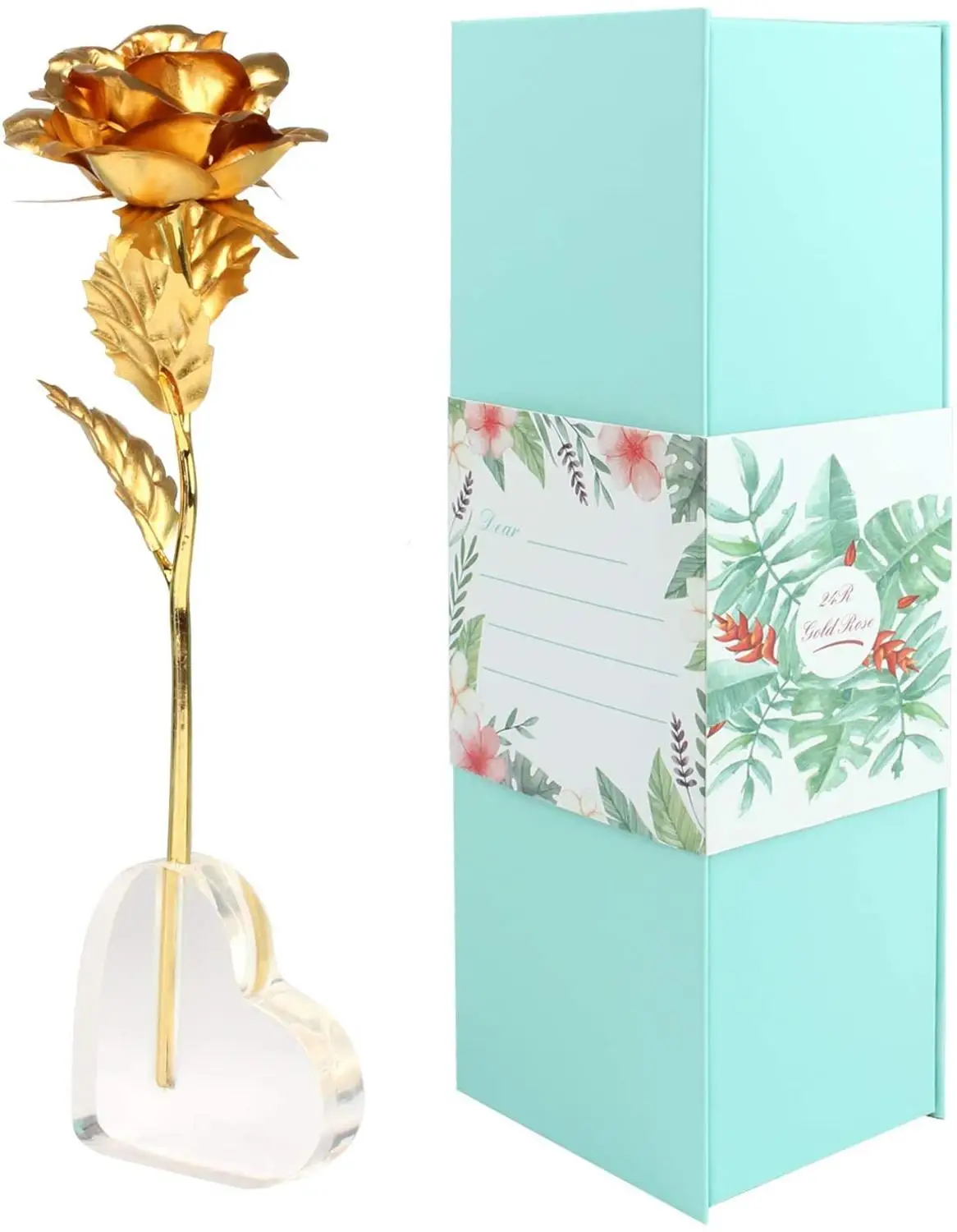 24K Золотая Роза новый модернизированный с длинными стеблями золото Фольга в
