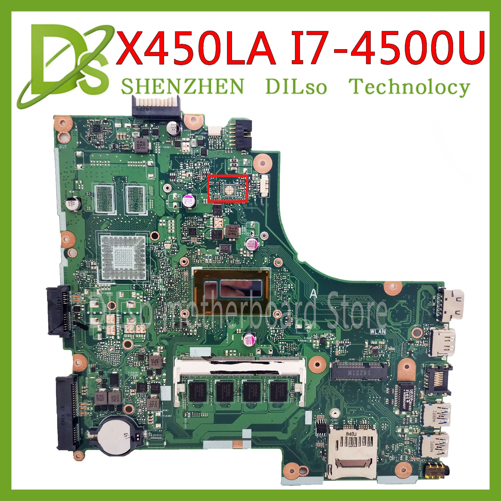 

KEFU X450LA Материнская плата ASUS X450LC X450LD X450LB Материнская плата ноутбука I7-4500U EDP тесты работы 100%