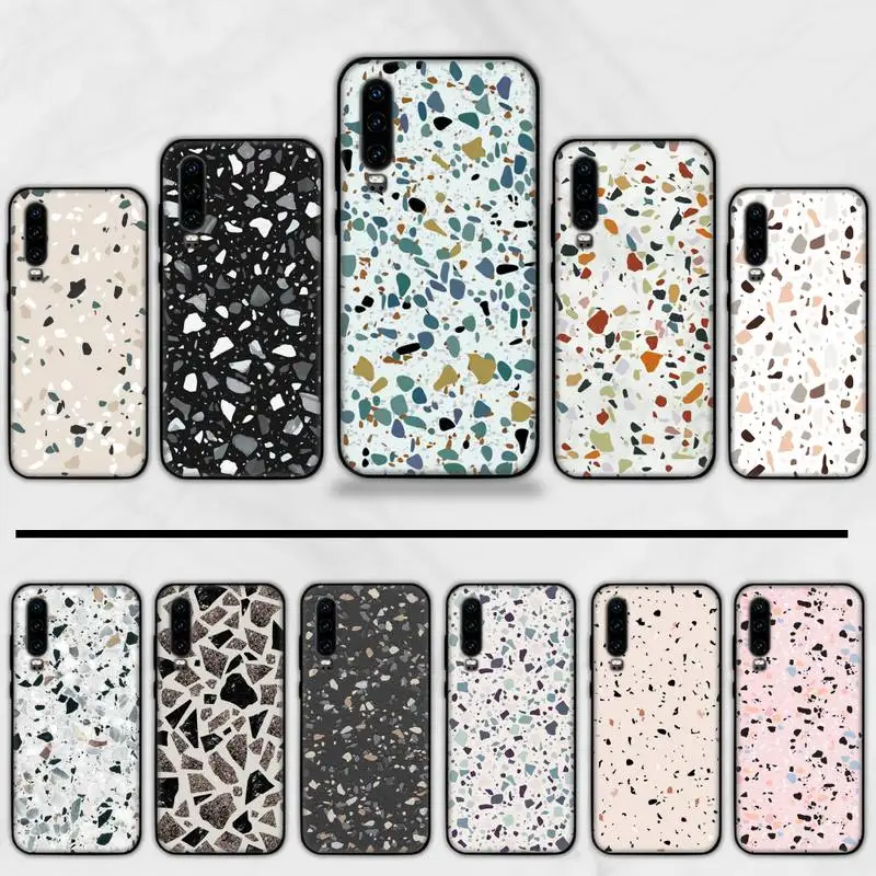 

Glitter Gold Foil Marble Terrazzo Stone Phone Case For Huawei honor Mate P 9 10 20 30 40 Pro 10i 7 8 a x Lite nova 5t cover