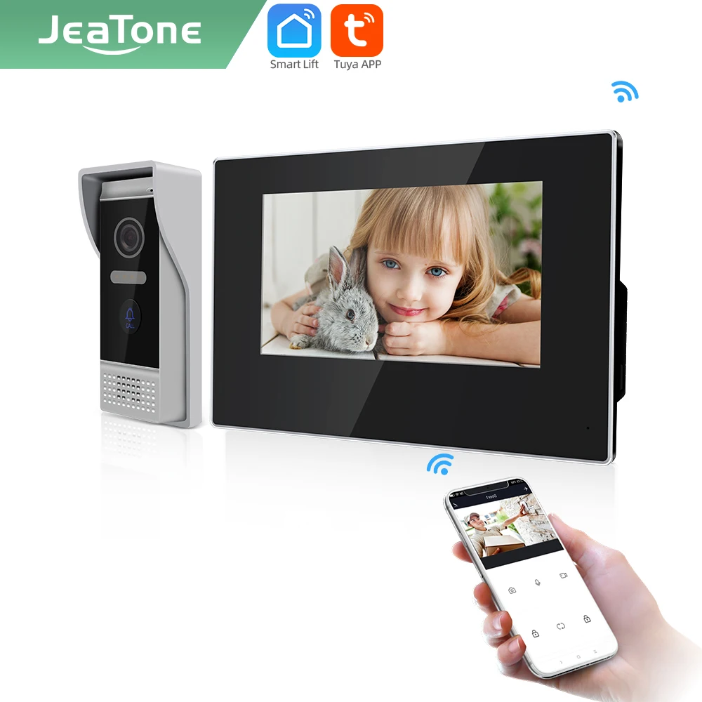 Видеодомофон Jeatone Tuya smart 7 дюймов 2 цвета Wi Fi для дома IP беспроводной монитор