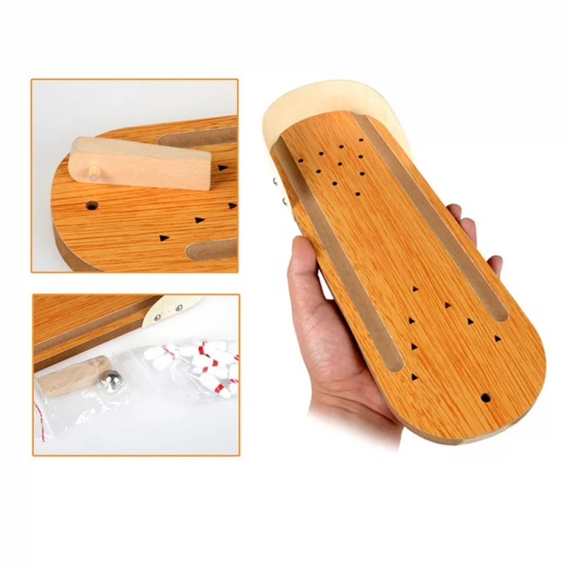 Настольный мини набор для боулинга деревянная дорожка с металлическим