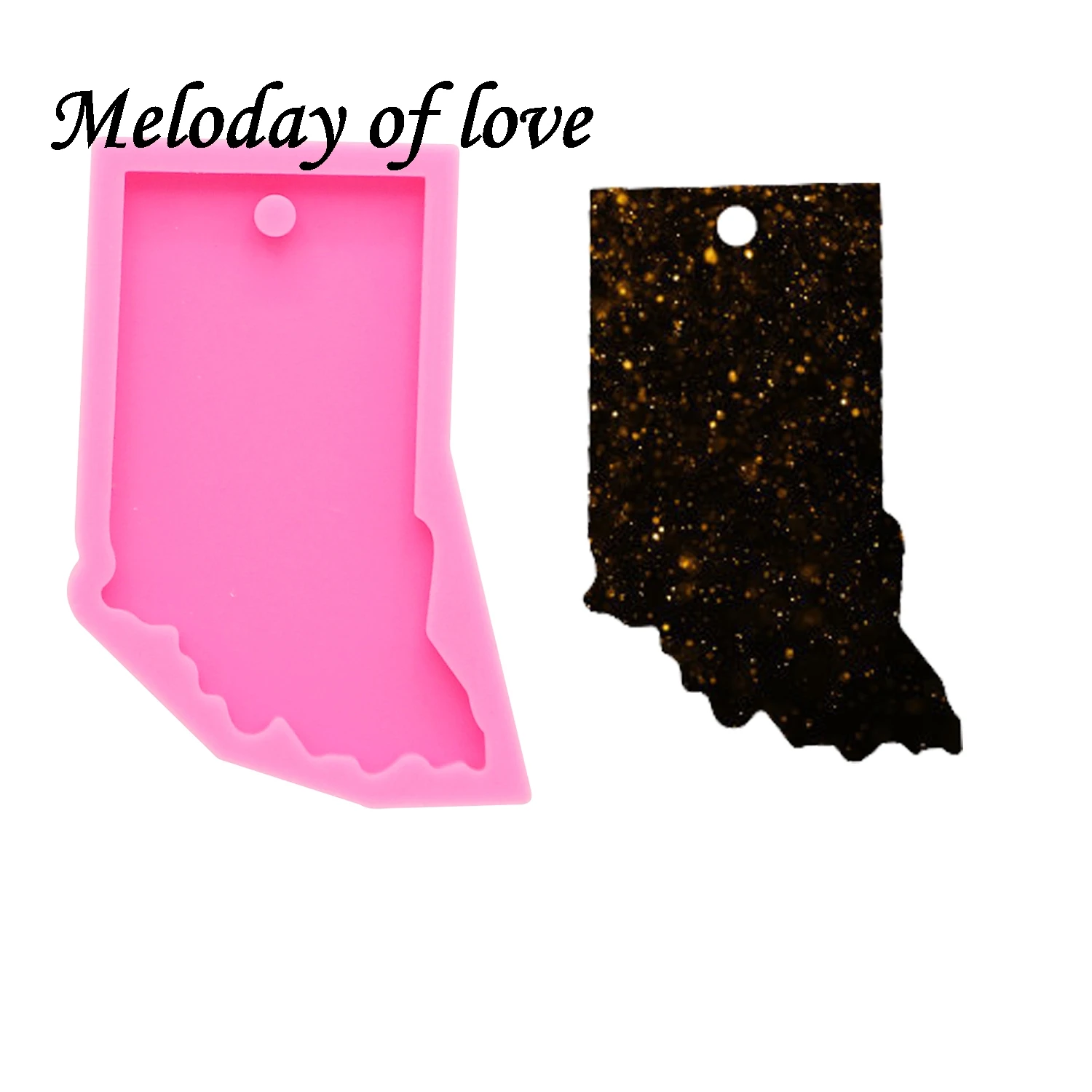 

Shiny Indiana state keychain molds for keychains DIY epoxy model resin keychain mold silicone rubber DY0209