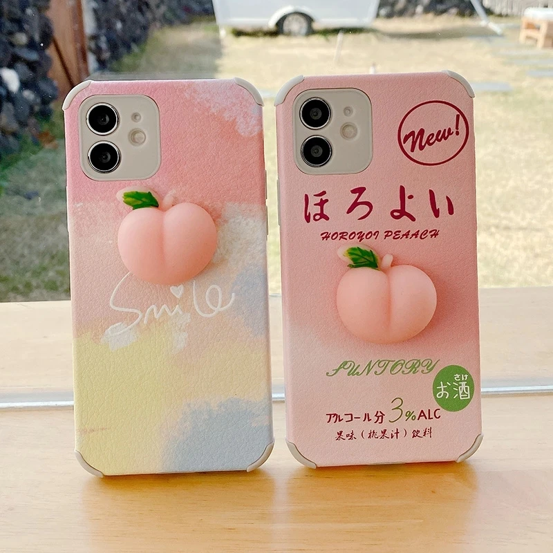 

Toys Pinch It Phone Case For iPhone 12 Mini 11 Pro XS Max XR X 7 8 Plus SE 2 Relieve Stress 3D Pink Peach Soft Shockproof Capas