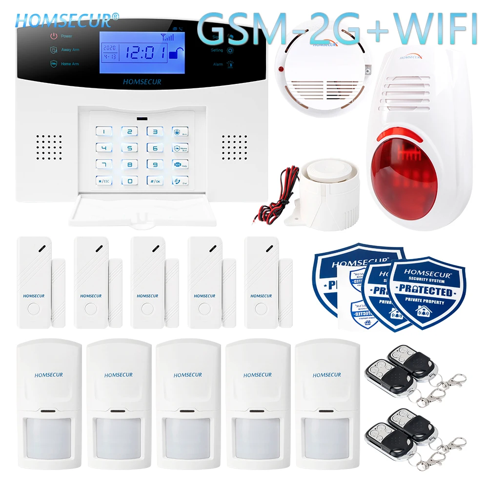 HOMSECUR беспроводный и проводной WIFI GSM домашняя система охранной сигнализации с