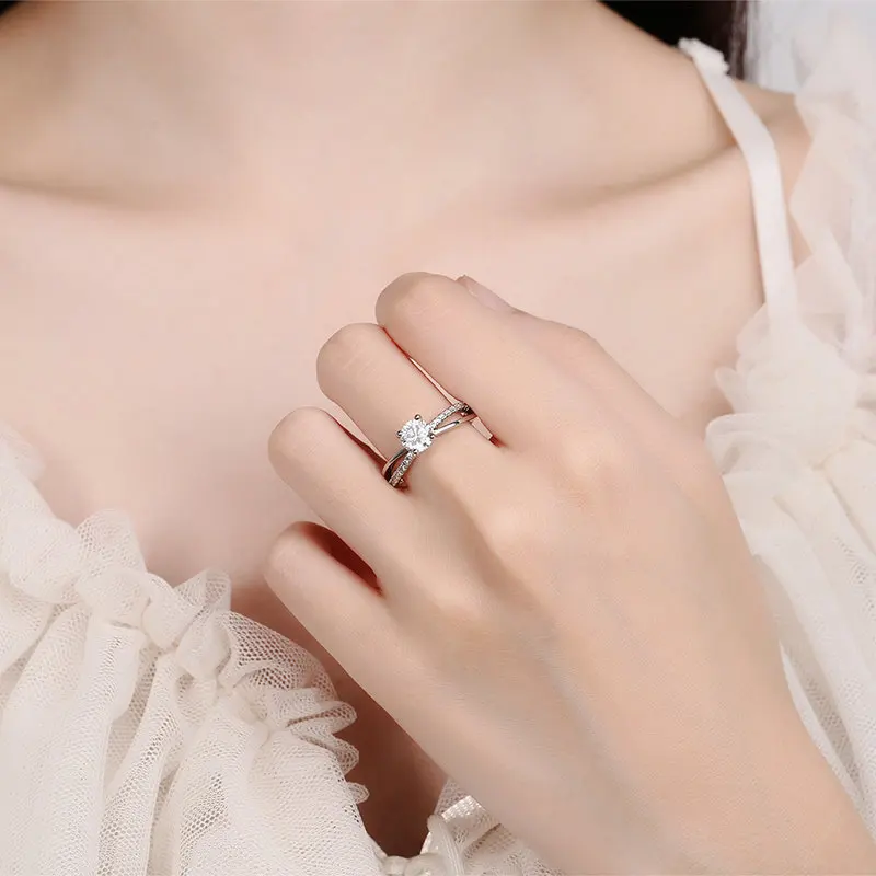 

With Certificate Luxury Women 1.0ct Diamond Ring Engagement Ring Solitaire Wedding Rings For Women JF-22