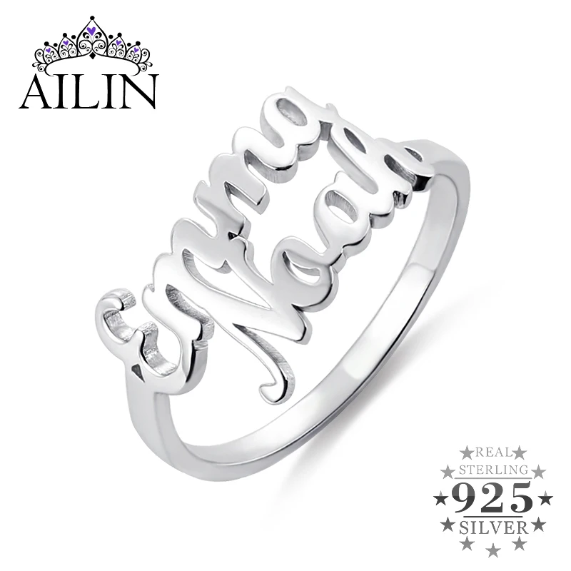 

Женские серебряные кольца AILIN, обручальные кольца из стерлингового серебра 925 пробы с покрытием 18K-gold, ювелирные изделия по индивидуальному ...