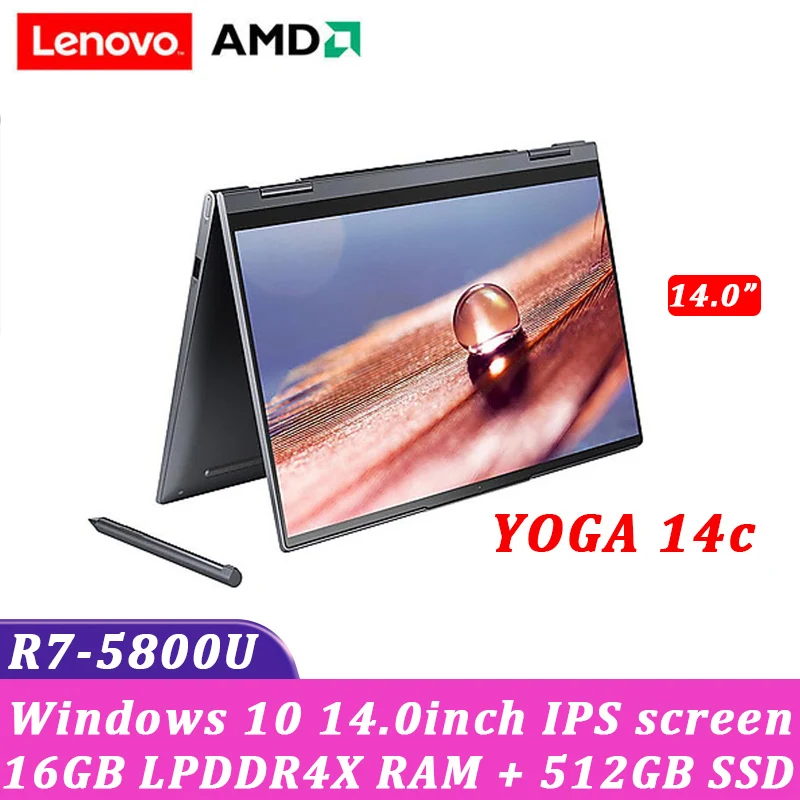 

lenovo YOGA 14c New laptop AMD Ryzen 7 5800U 16GB RAM 512GB SSD 14 inch FHD IPS Touch Screen Notebook Computer Ultraslim