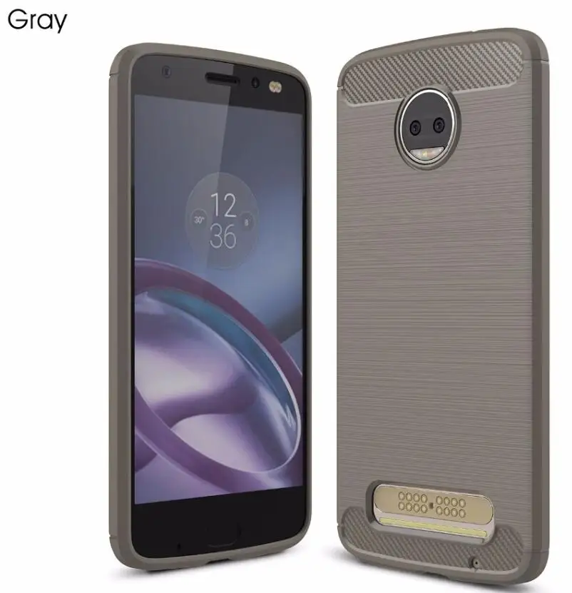 gray Тонкий чехол из углеродного волокна для Motorola Moto Z Play XT1635, чехол для Motorola Moto G5 G5S G6 Plus G7 Play E4 E5 - Цвет: gray