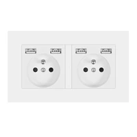 french standard power socket with usb double outlet ac 110250v 16a flame retardant pc panel 146mm86mm wall electrical socket