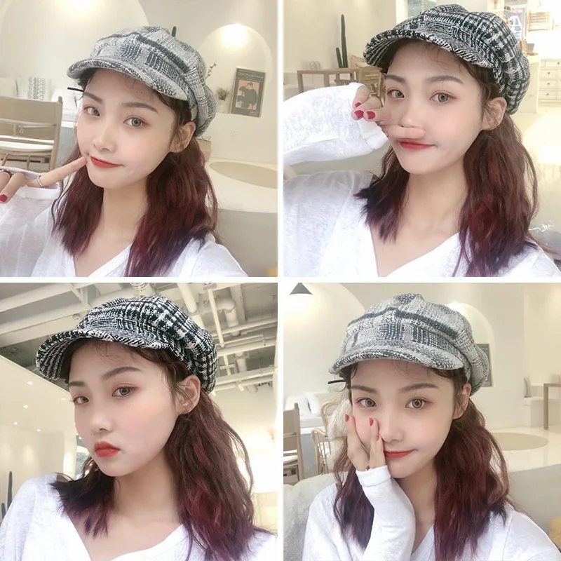 Шерстяной женский берет осенне зимняя восьмиугольная шапка стильная шляпка