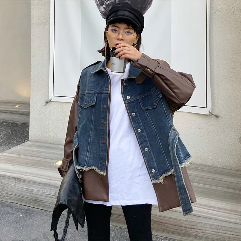 Женская демисезонная джинсовая куртка из искусственной кожи женская облегающая