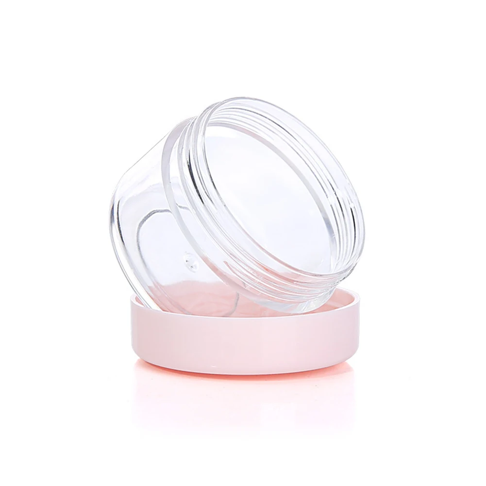 

5Pcs 7colors 10 15 20g Empty Plastic Cosmetic Cream Jar Screw Lid Transparent Sample Makeup Pot Eye Shadow Lip Balm Container