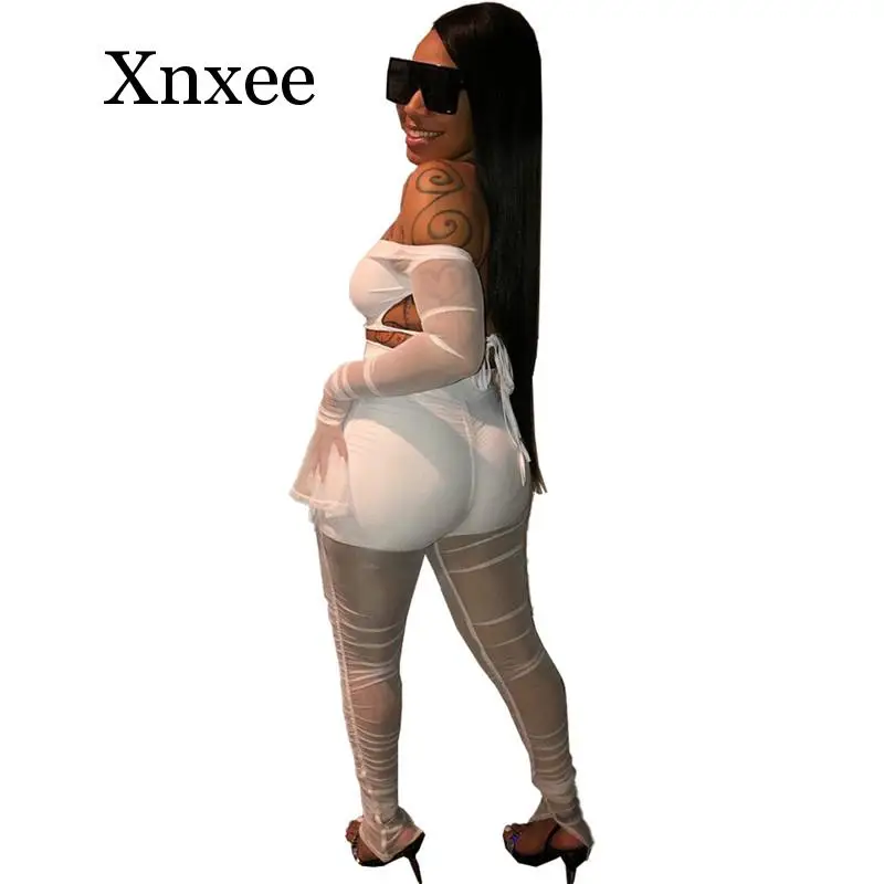 Женский пикантный комплект из двух предметов прозрачный сетчатый укороченный