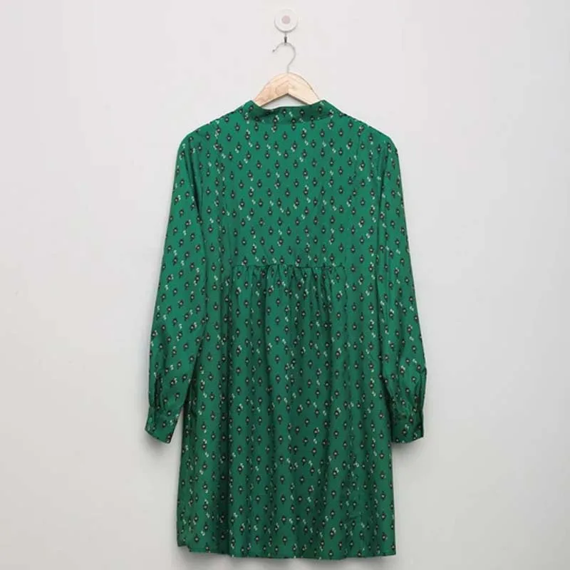 

New Summer V Neck Button A-Line Mini Dress Spring Half Sleeve Loose Female Dress Elegant Floral Print Shirt Women Dress Vestido