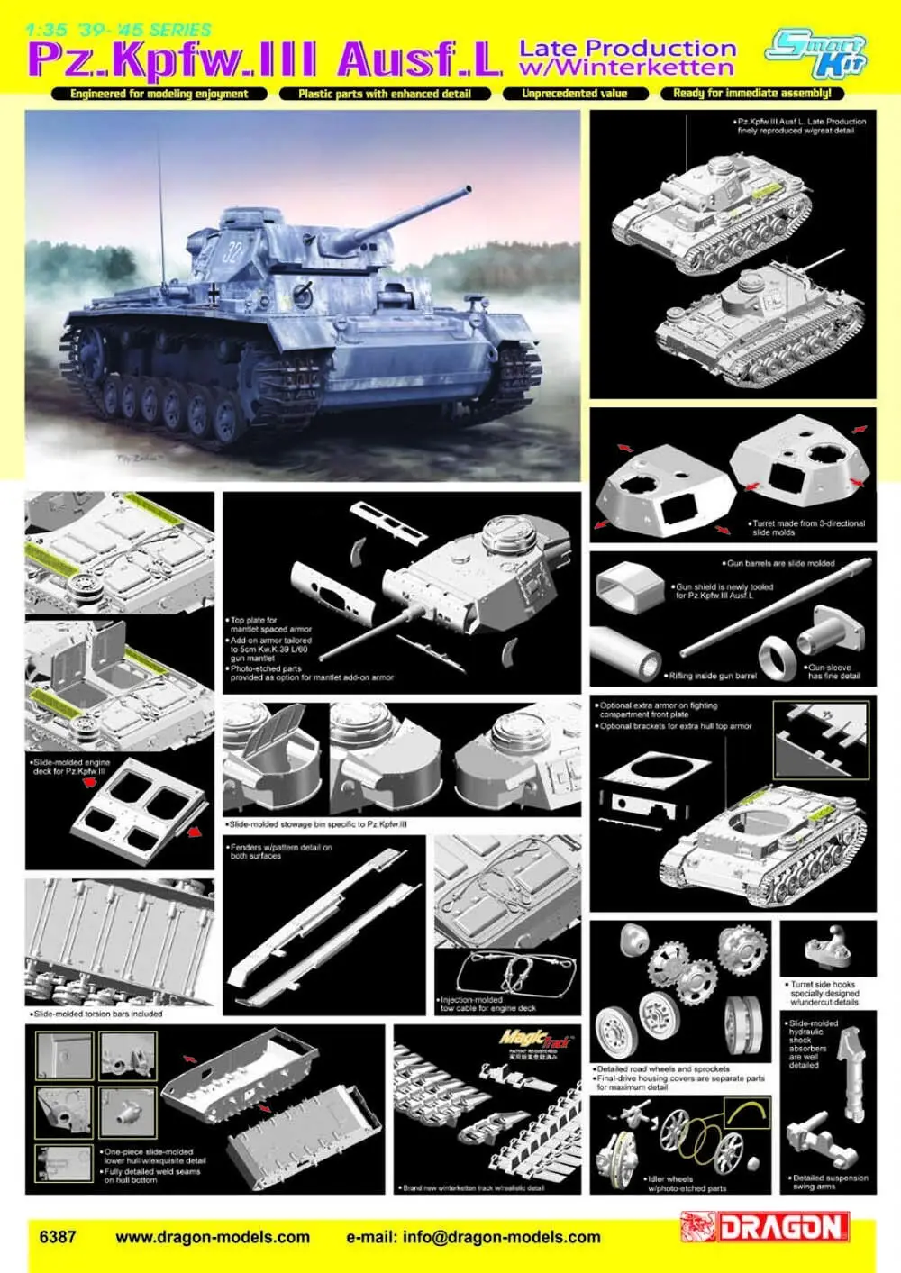 Dragon 6387 1:35 Panzer Pz.Kpfw.III Ausf.L позднее производство w/Winterketten |