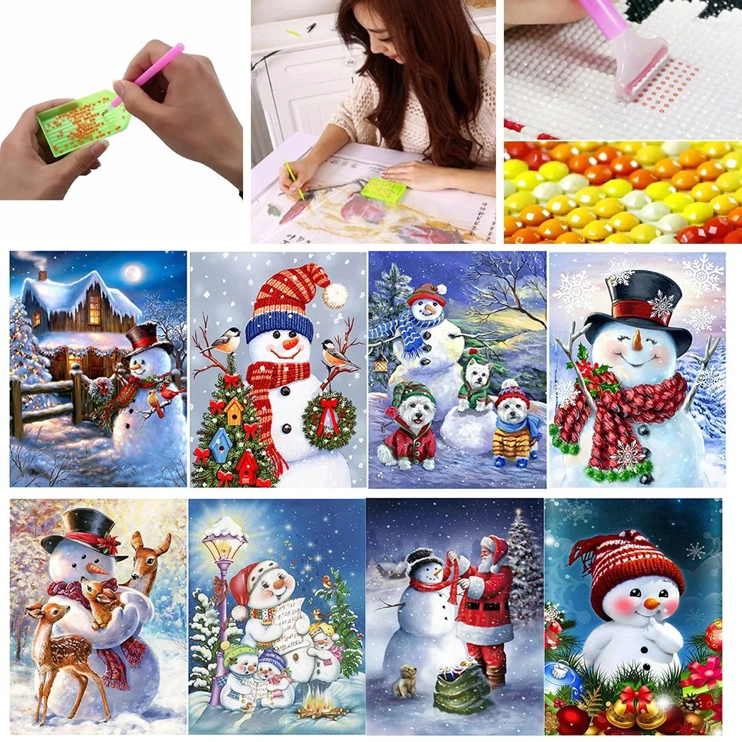 

5D Diamond Painting DIY Santa Claus Diamond Embroidery Full Round Drill Christmas Cartoon Snowman Cross Stitch Kits Craft Gift