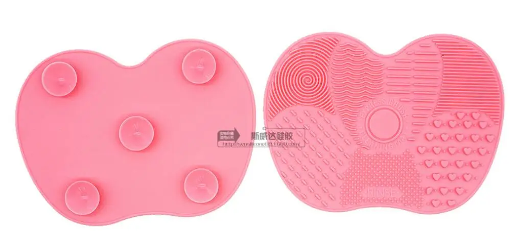 Pink Силиконовая щетка для макияжа, чистящий коврик, Стиральные Инструменты, ручной инструмент, большая подушечка на присоске, скребок для мытья, косметическая щетка для чистки инструмента - Handle Color: Pink