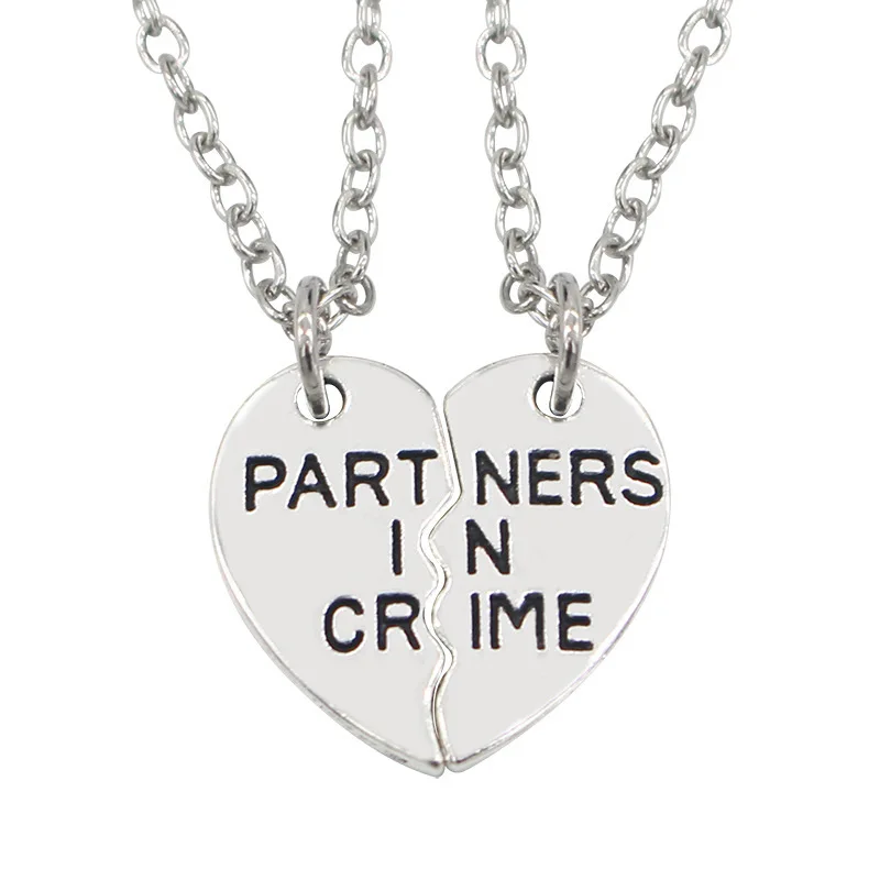 

2 Pcs Fashion Good Partner In Crime Witness Necklace Contracted Friendship Couple Necklace for Best Friends Paired Pendants