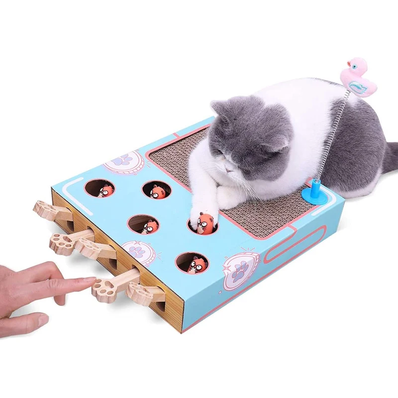 

Cat Toy Pet Cat Hitting Hamster Toys 5-holed Cats Interactive Toys for Cat Hunt Gophers Kitten Scratch Board Pad Cat Accessories
