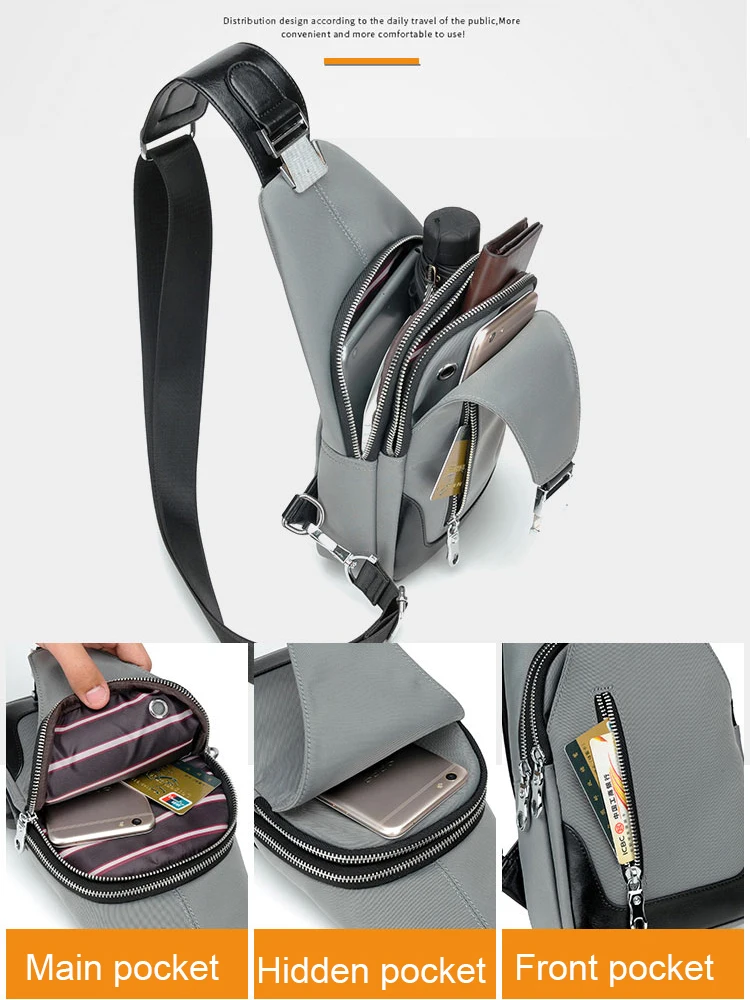 Мужская нагрудная сумка из ткани Оксфорд легкая дорожная через плечо с разъемом