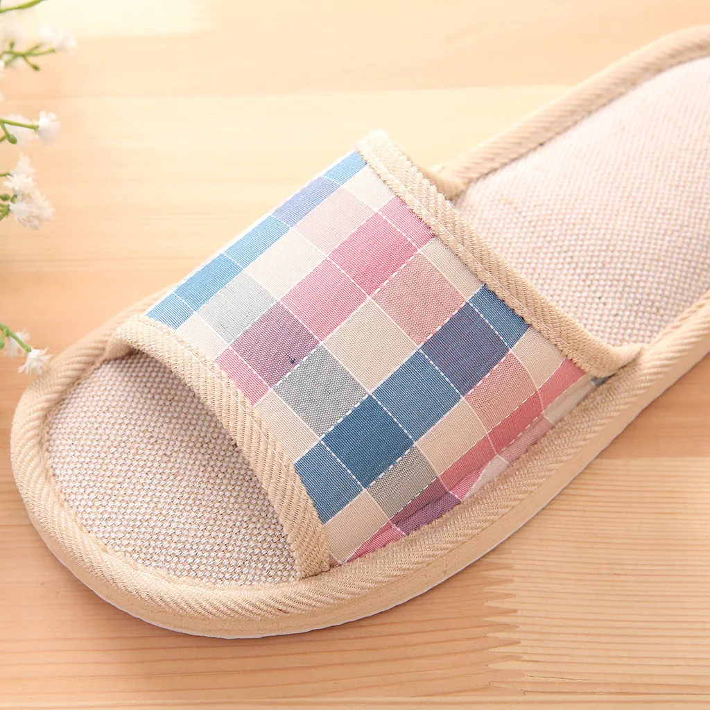 Шлепанцы для пар сланцы из хлопчатобумажной ткани Нескользящие повседневные
