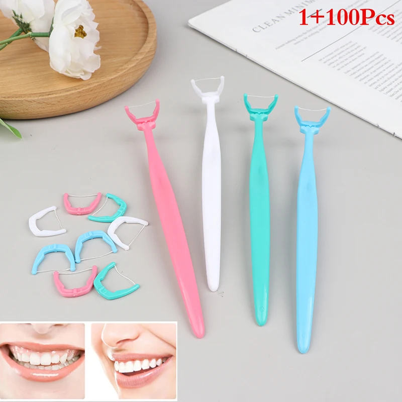 100 шт./лот одноразовая нить межзубная щетка зубная палочка зубочистки ручка