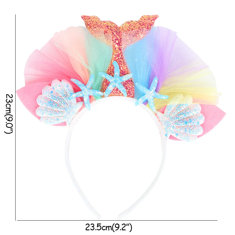 1pcs headband Хвост русалки вечерние повязки на голову баннер «С Днем Рождения» Русалочка День Рождения украшения девушка ребенок душ под водой Вечерние - Цвет: 1pcs headband