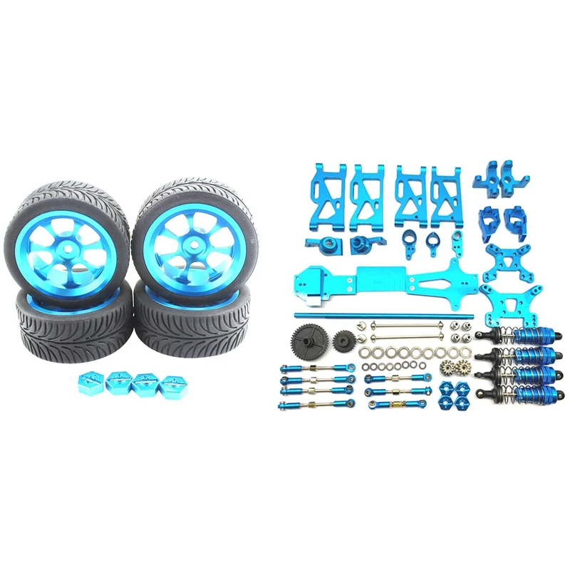 

Swing Arm C Seat Combiner Steering Cup Rear Wheel Seat with Wheel Rim Tires and 12mm Adapter, for Wltoys 144001 RC Car