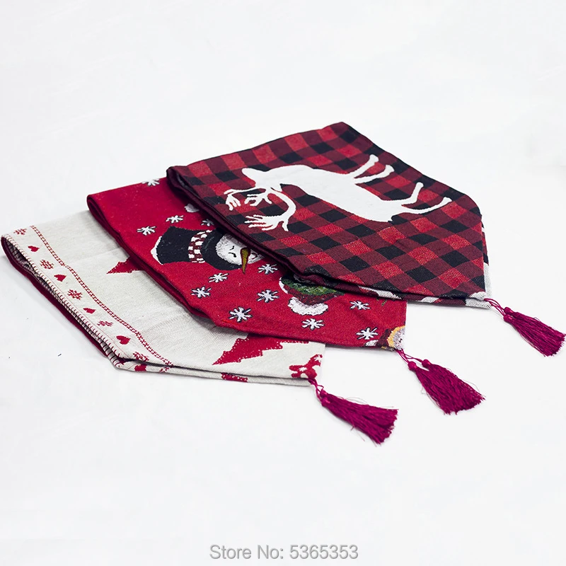 1 шт. красный Рождественский Настольный дорожка узор хлопок лен Европейский