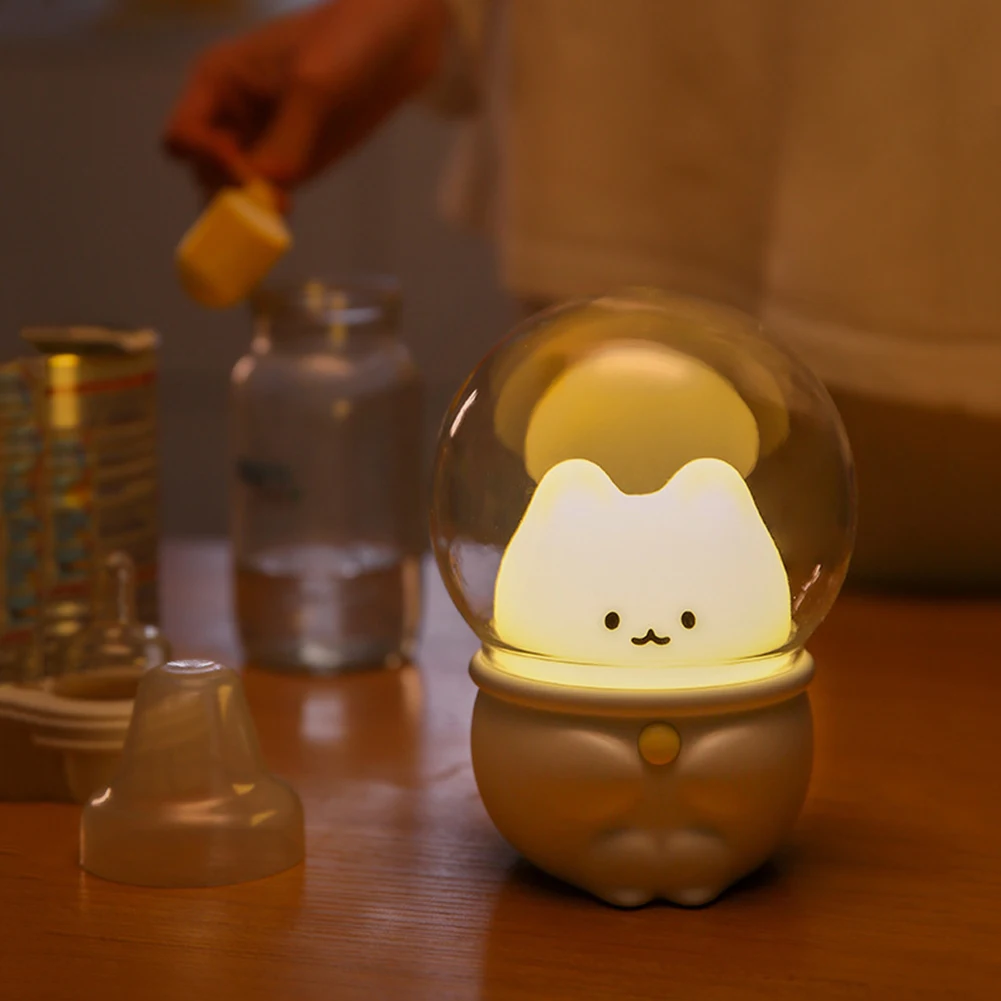 

LED Night Light for Bedroom Bedside Soft Rabbit Cat USB Rechargeable Colorful Table Lamp Room Decoration Christmas Gift for Kids