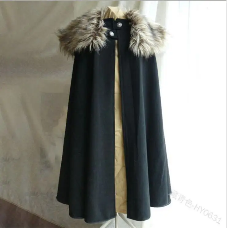 Игра престолов средневековый Для мужчин зимние Viking пальто детская накидка