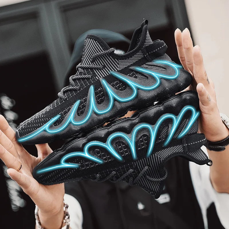 

Men's shoes 2021 new sports casual shoes summer students flying knit shoes sports trendy shoes fashion sports volcanic shoes
