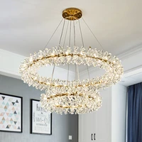postmodern luxury crystal pendant light living room nordic style ring led hanging lampcreative dining bedroom suspended fixtures