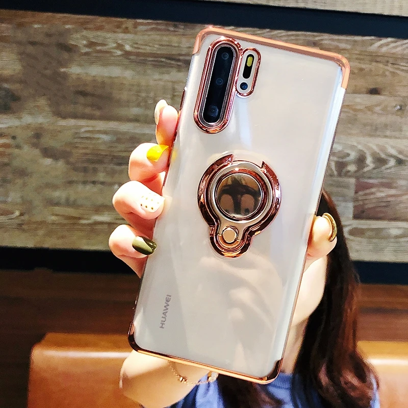 Чехол для Huawei P20 Lite P30 Pro P40 металлический кольцевой держатель магнитный