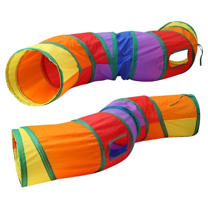 

S-shape Rainbow Cat Tunnel Tube Toy for Cat Kitten Foldable 2 Holes Cat Tunnel Kitten Toy Bulk Toys Rabbit Tunnel Cat Cave *