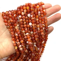 wholesale natural stone red striped agate faceted beads 6mm fine spacer beads for making diy necklace and bracelet accessories