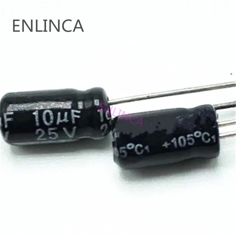 

60pcs/lot T02 25V 10UF aluminum electrolytic capacitor size 4*7 10UF25V 20%